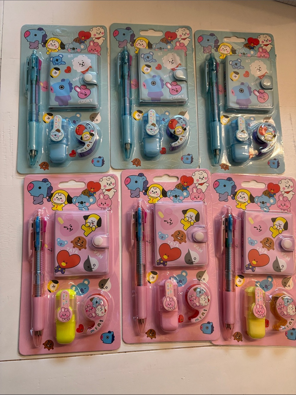 Kids Cartoon Stationery Set with Pen and Accessories - Pink or Light Blue